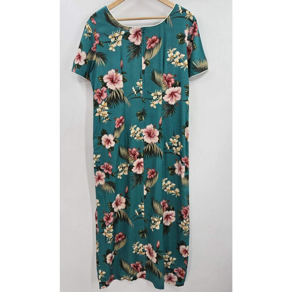 Vintage Young Hawaii Tropical Boho Beach Vacation Resort Floral Maxi Dress L - Picture 5 of 9